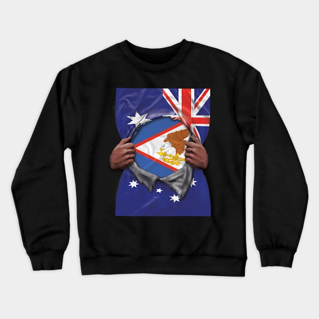 Australian Samoa Flag Australian Flag Ripped - Gift for Australian Samoan From Australian Samoa Crewneck Sweatshirt by Country Flags